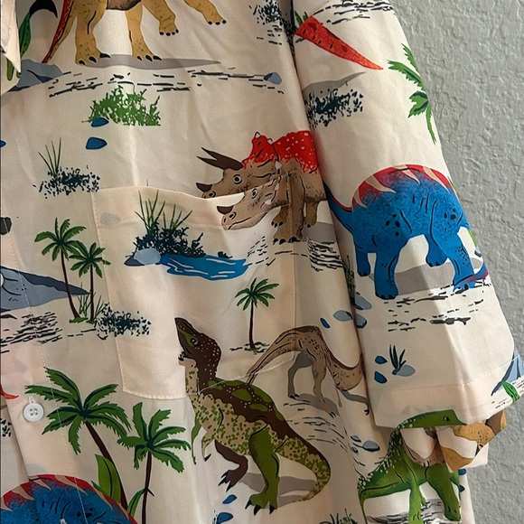 Men's Dinosaur Print Casual Button Down Shirt - Picture 3 of 6